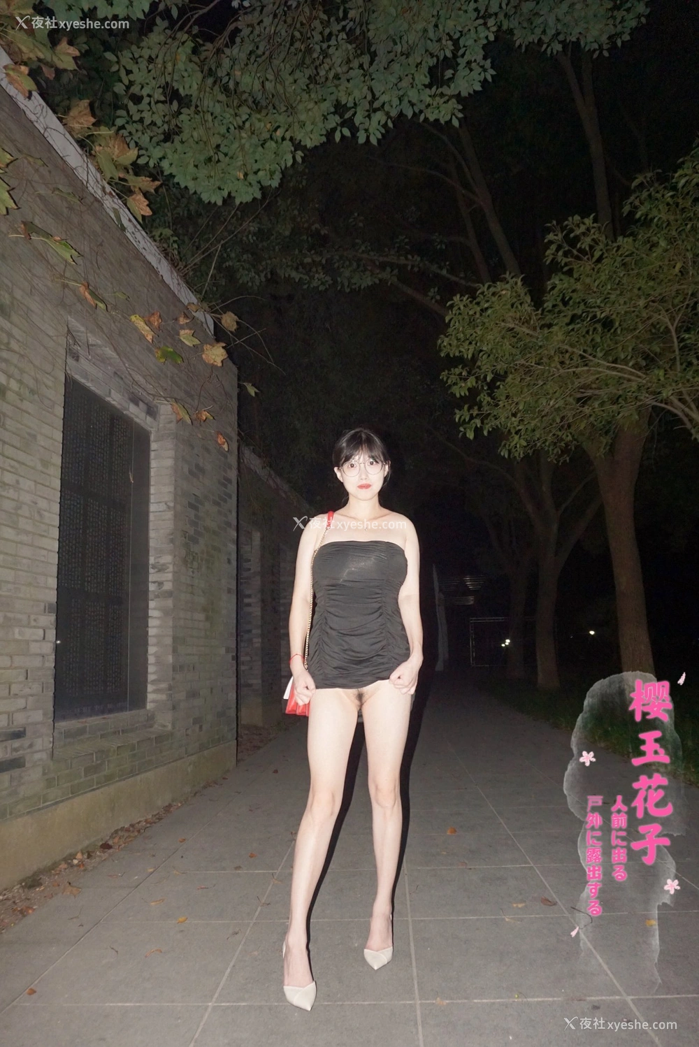 1P - 极品素人【樱玉花子】夜间花园歩道大胆露出