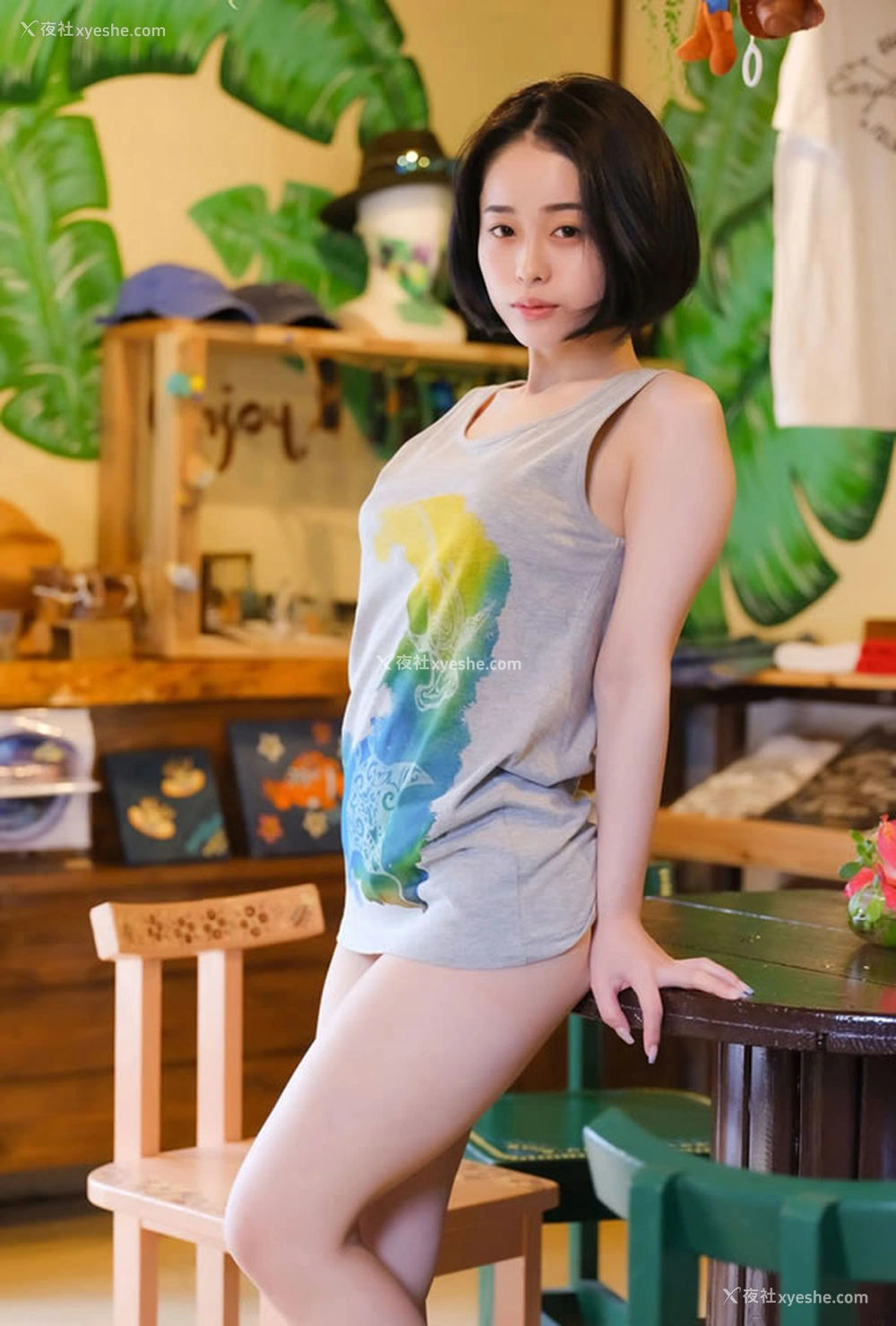 1P - 清新可爱美女minamot休闲背带裤无圣光图集