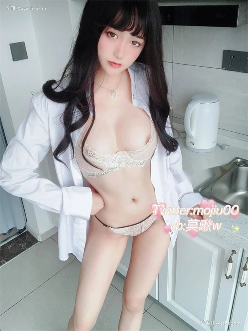 1P - 福利姬小青茗-露脸定制白色衬衫福利帖