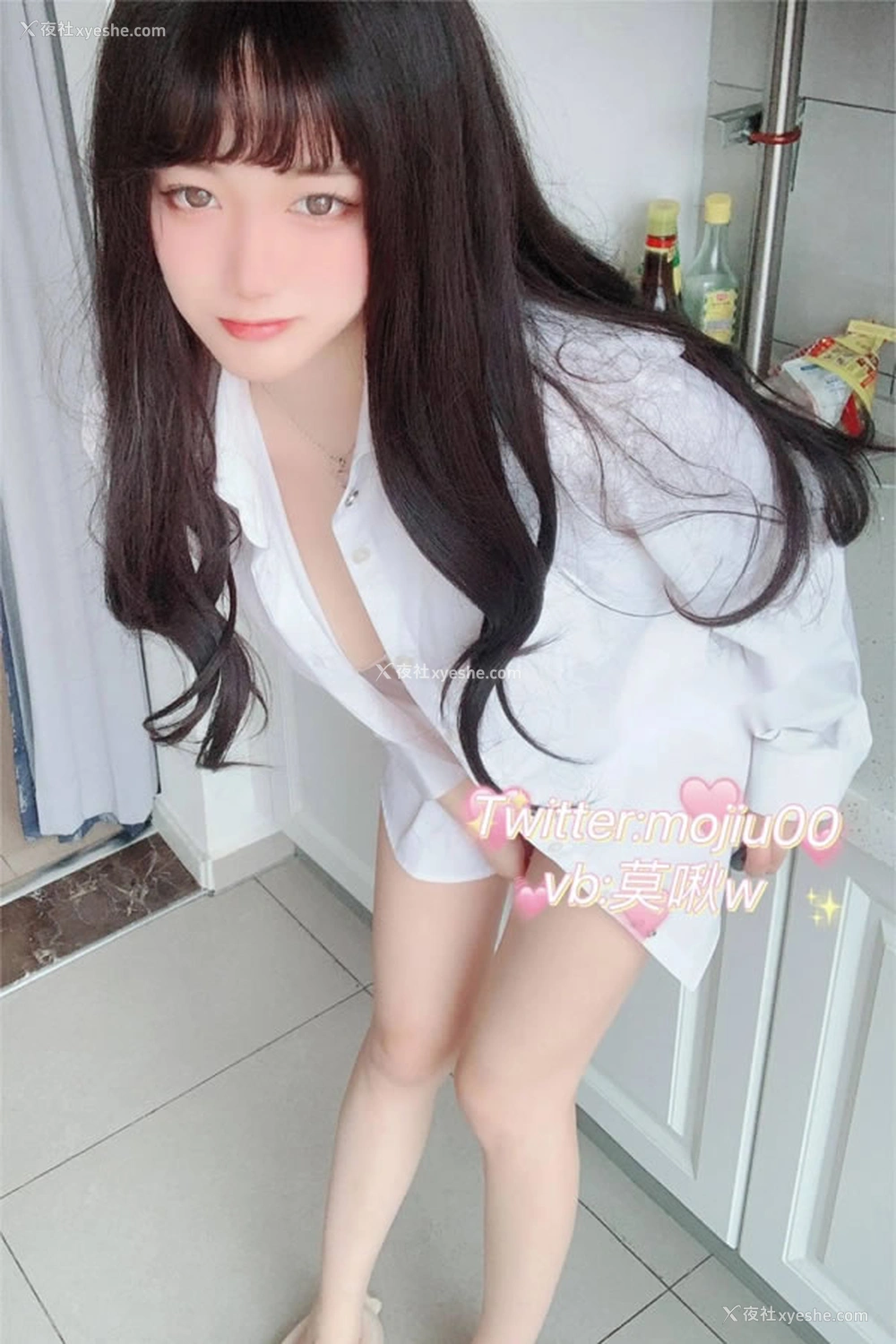 1P - 福利姬小青茗-露脸定制白色衬衫福利帖