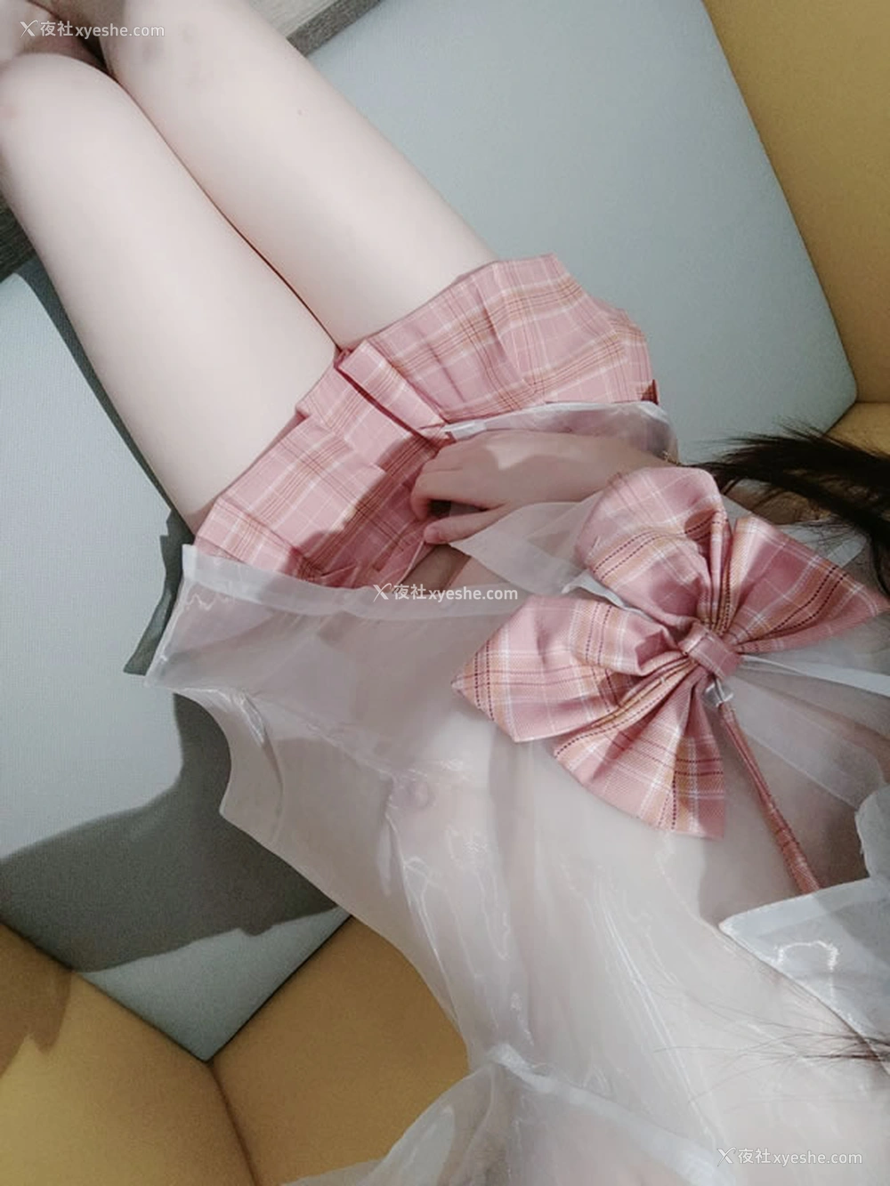 1P - 白虎福利姬@虾酱 – 粉色透明jk套装