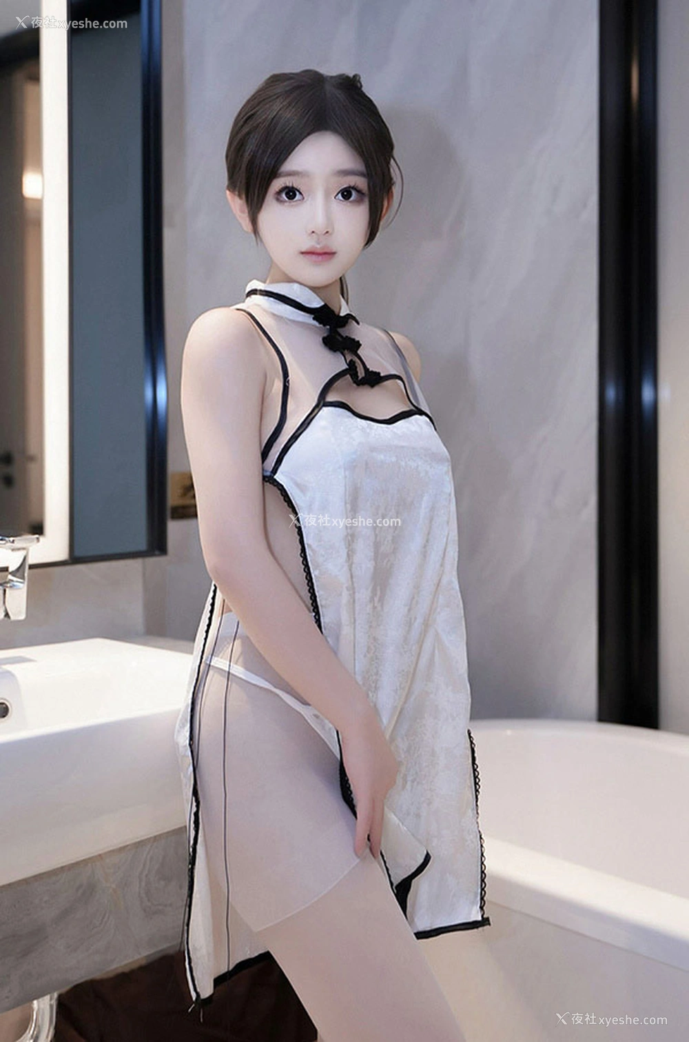 1P - 秀人女神奶茶味的包子 旗袍白丝尺度美图