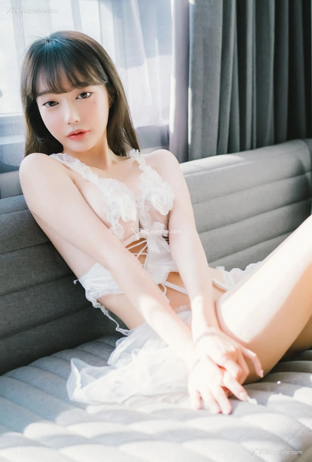 1P - 美女Jucy白色情趣内衣无圣光图集