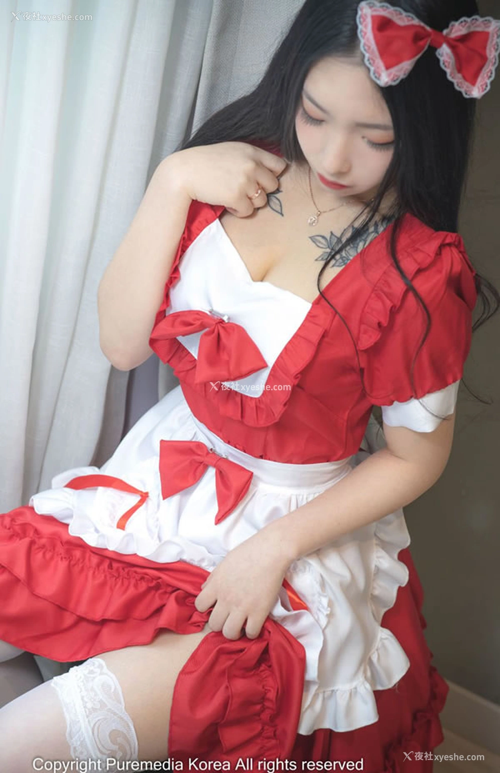 1P - 美丽小姐姐Yeon Hwa红衣女仆无圣光图集