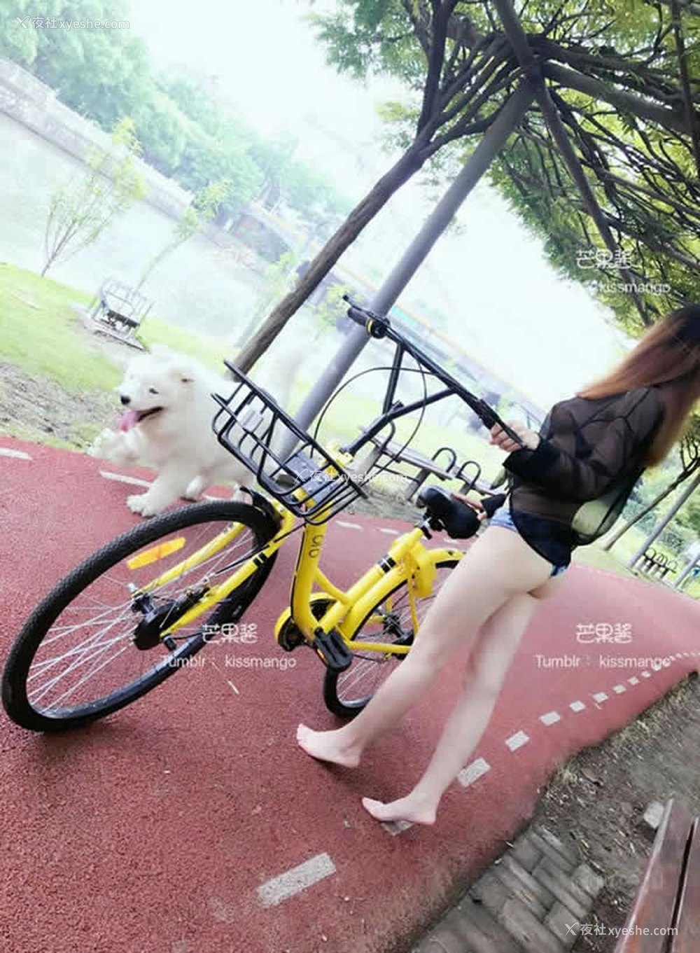 1P - 网络红人芒果酱爱露出系列-单车骑行无圣光人体写真
