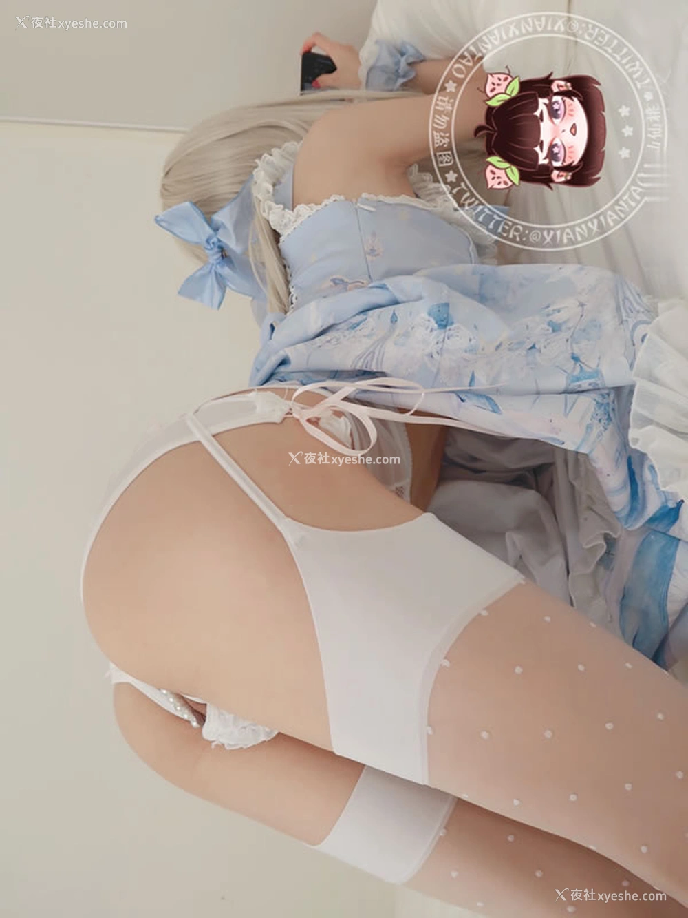 1P - 福利姬仙仙桃 – 蓝色洛丽塔无圣光图集