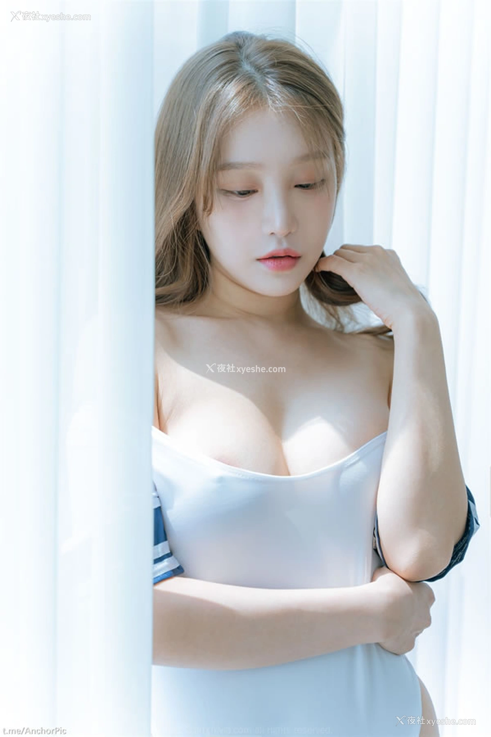 1P - 清新女孩Leesnoww连体海军衣无圣光图集