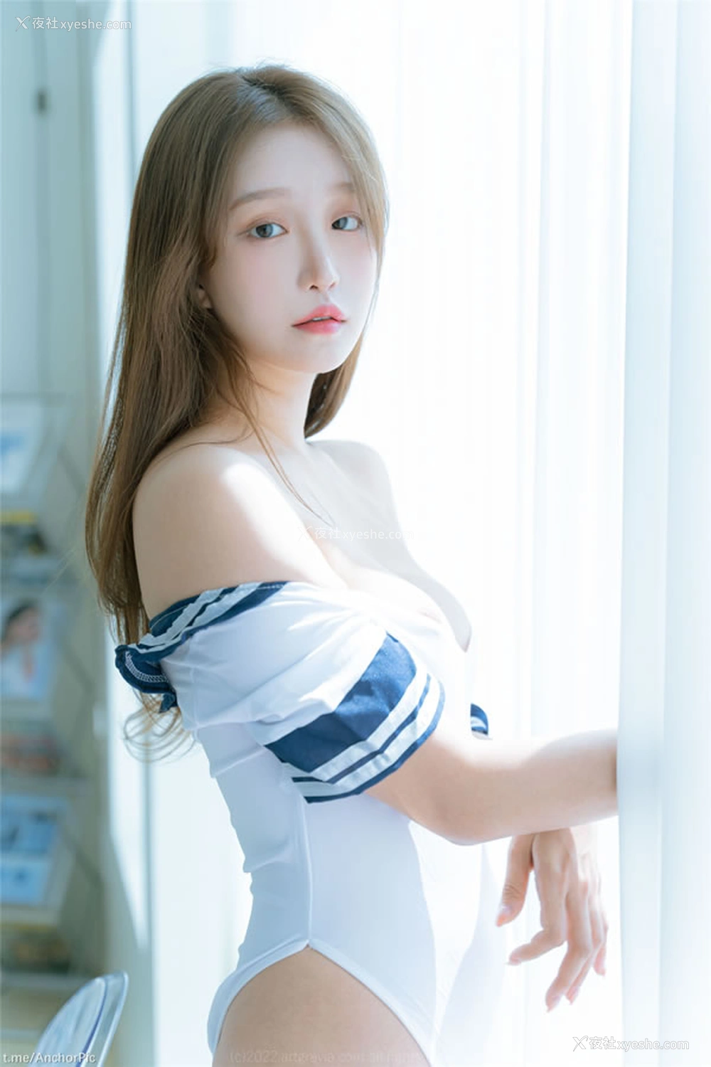 1P - 清新女孩Leesnoww连体海军衣无圣光图集