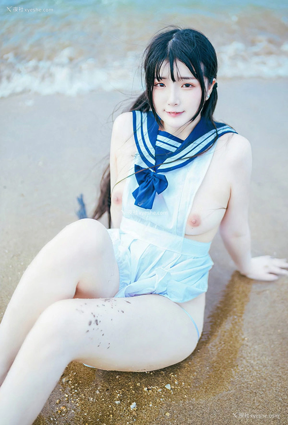 1P - 福利姬落落Raku 海韵海军裙的诱惑
