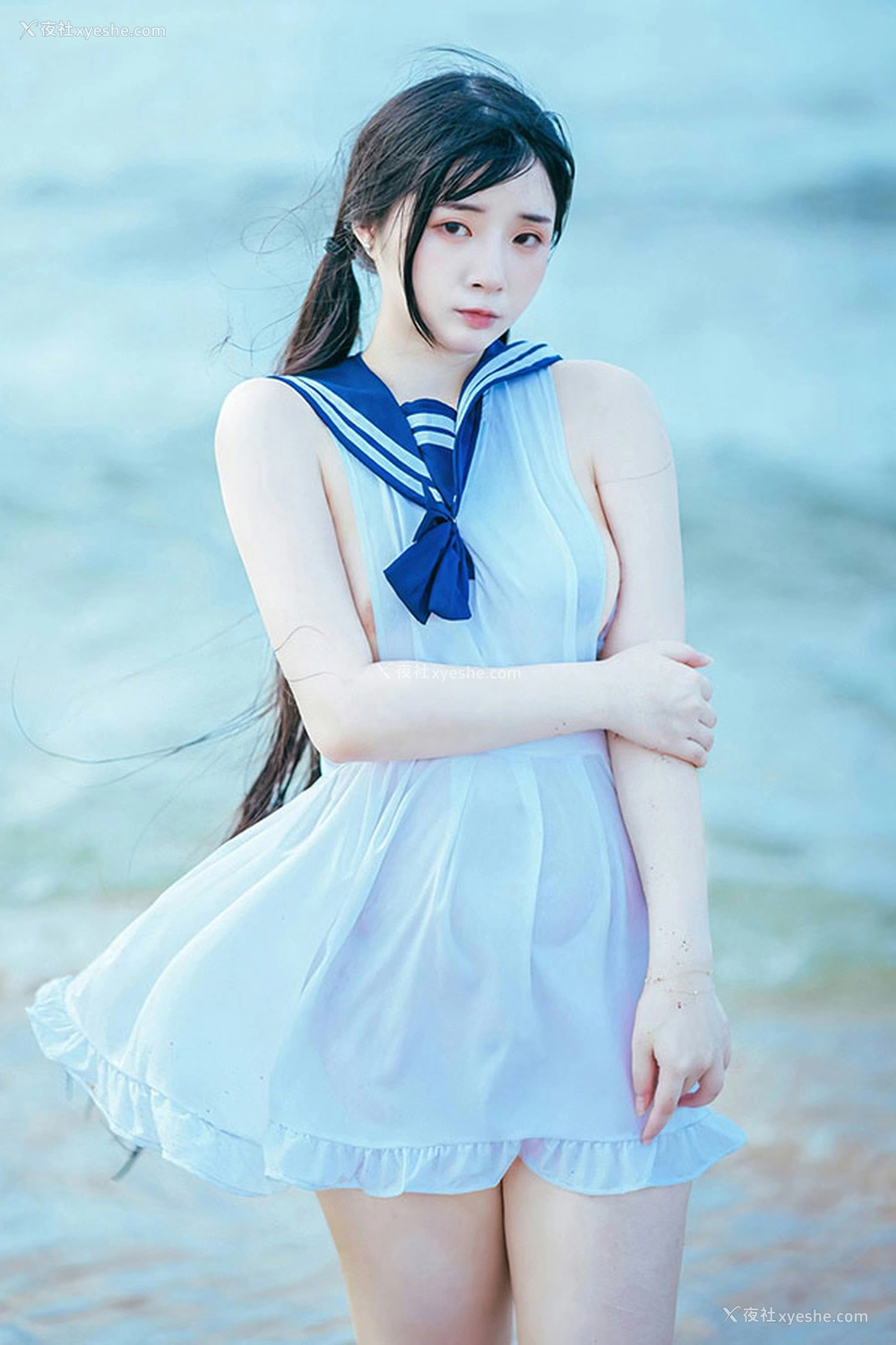 1P - 福利姬落落Raku 海韵海军裙的诱惑
