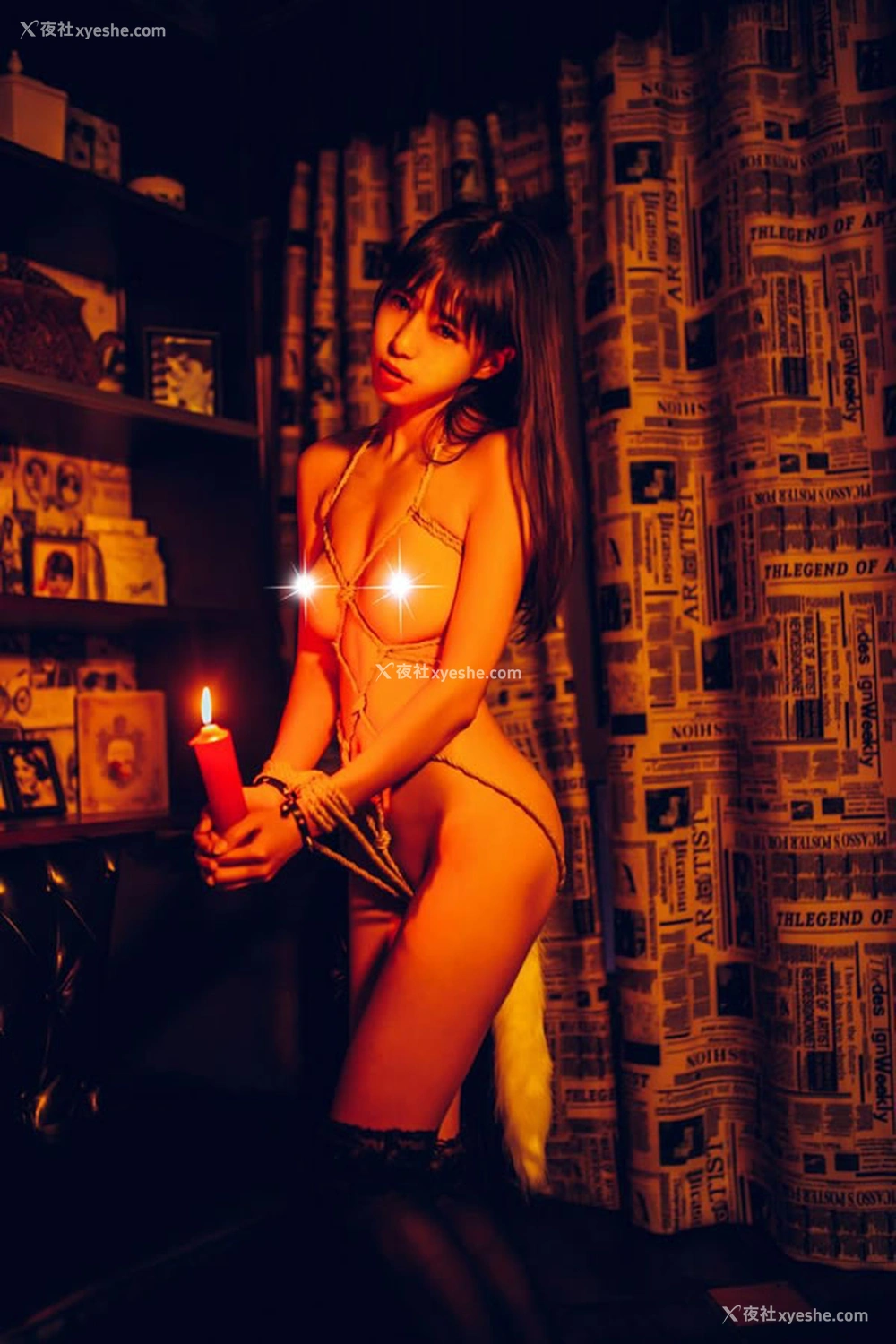 1P - 推女郎艾栗栗尾巴唯美SM捆绑艺术 红烛顶级无圣光系列套图写真