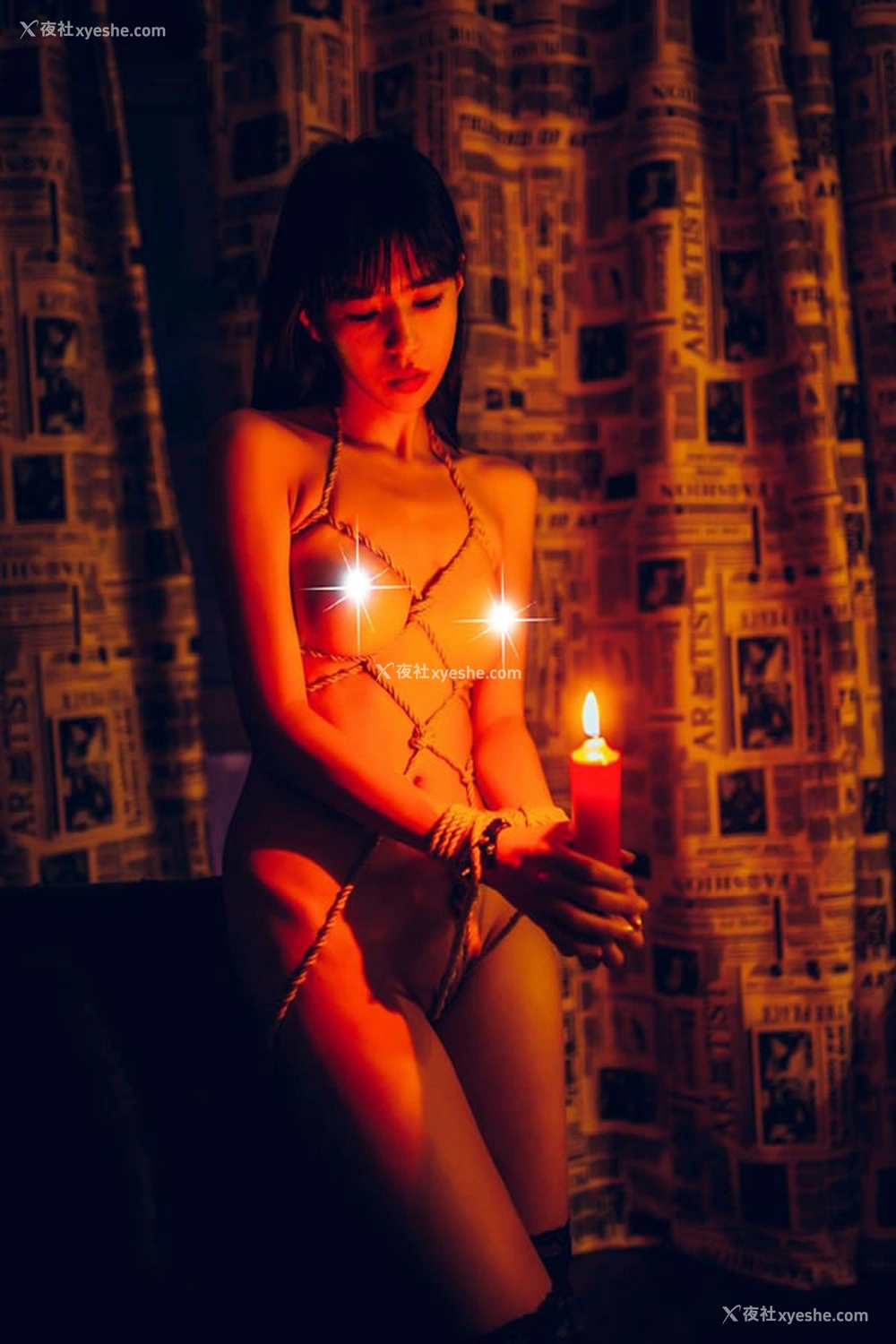 1P - 推女郎艾栗栗尾巴唯美SM捆绑艺术 红烛顶级无圣光系列套图写真