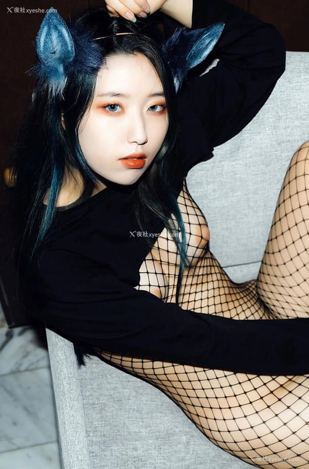 1P - 美艳狐耳小姐姐Dame网格黑丝无圣光图集