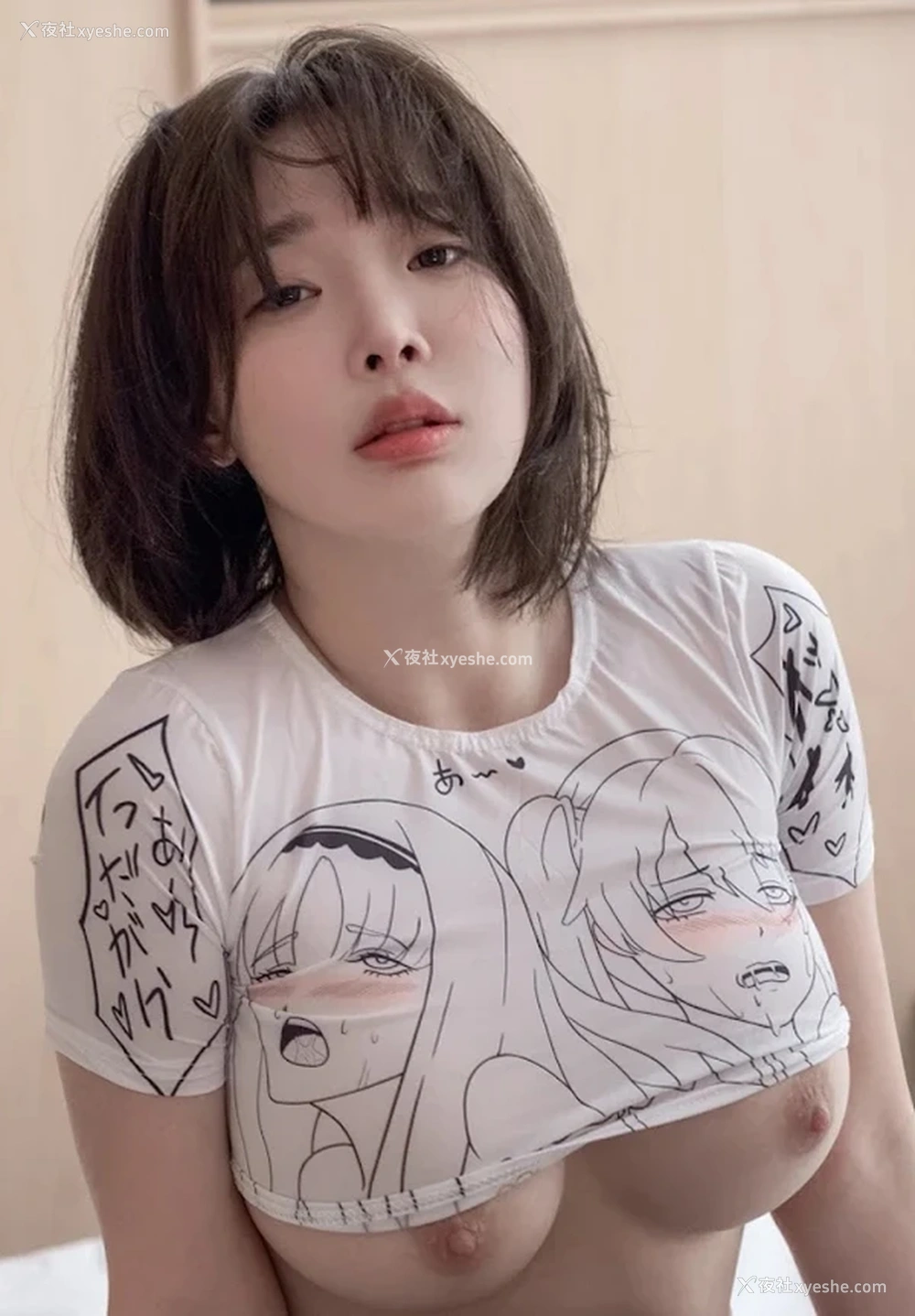 1P - 超正点美女姜仁卿黑丝漫画T恤无圣光图集