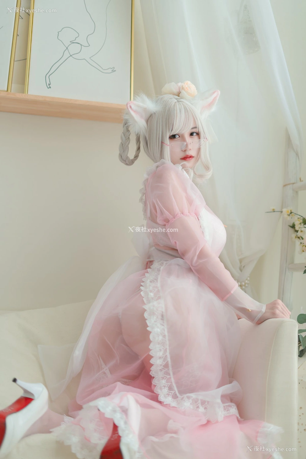 1P - 小仓千代w – 透明女仆粉色
