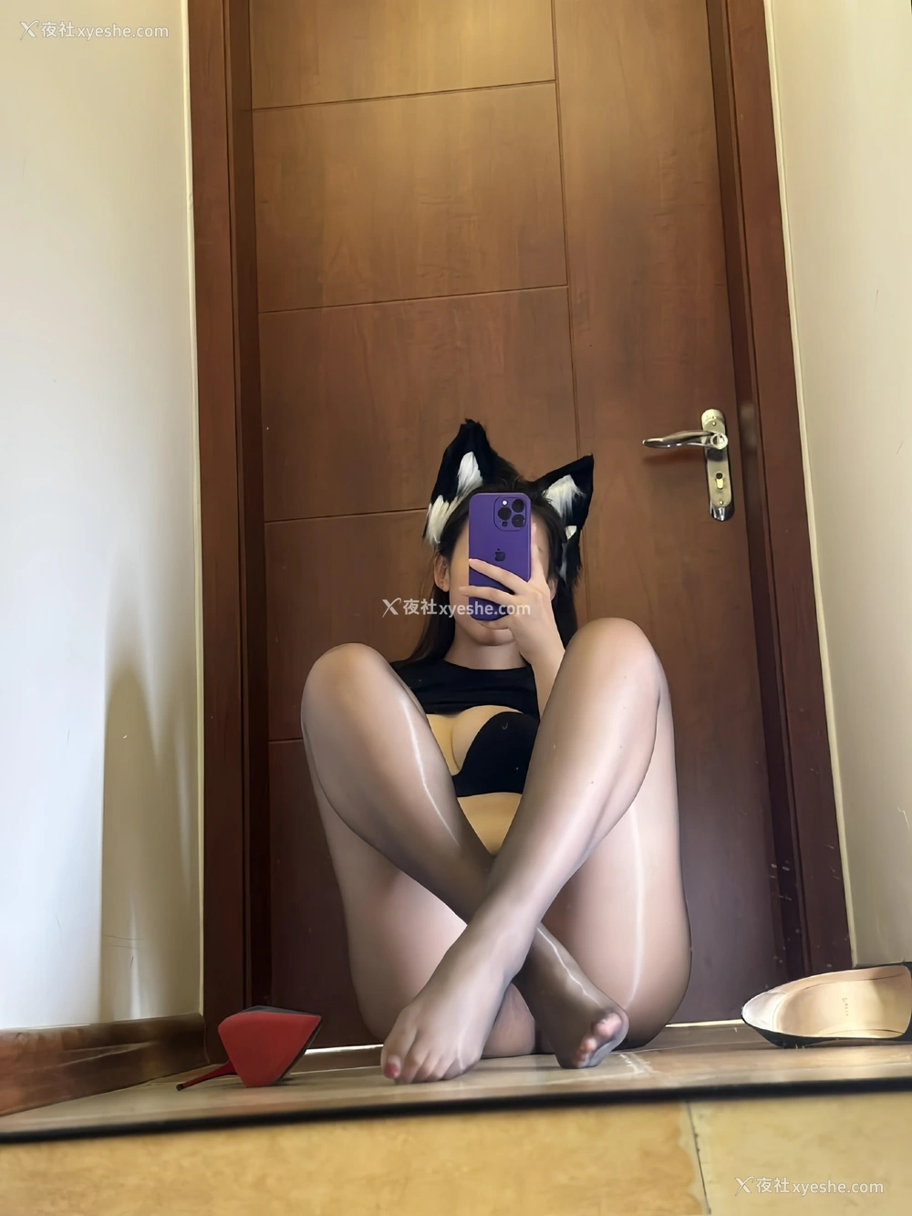 1P - 美邵女Baby – 超薄黑丝 蓝色三角