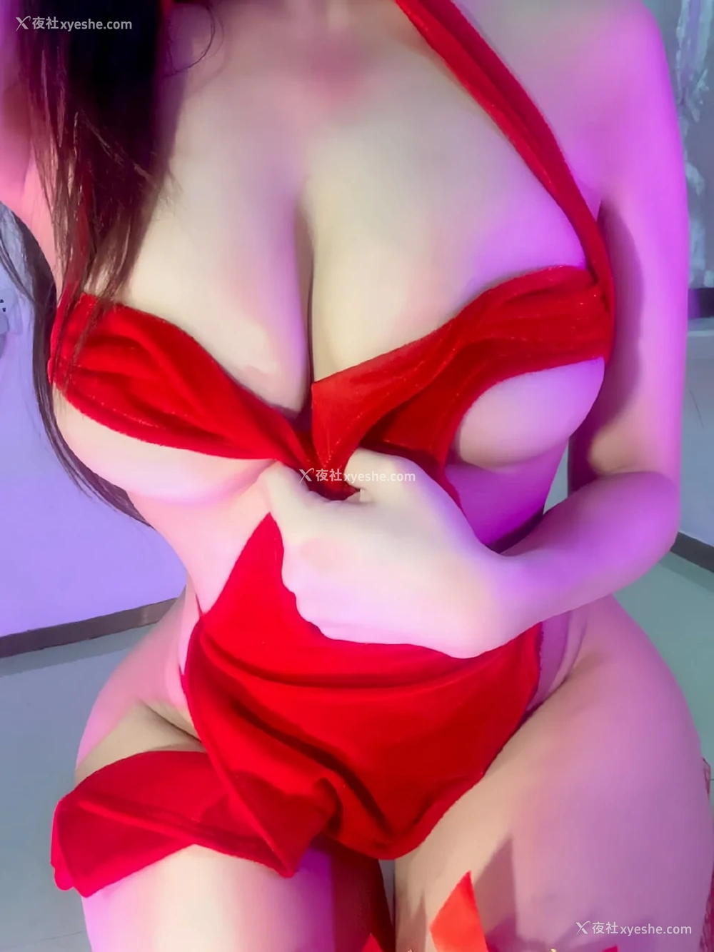 1P - 张鑫baby – 连体透视蕾丝三点半腿吊带袜