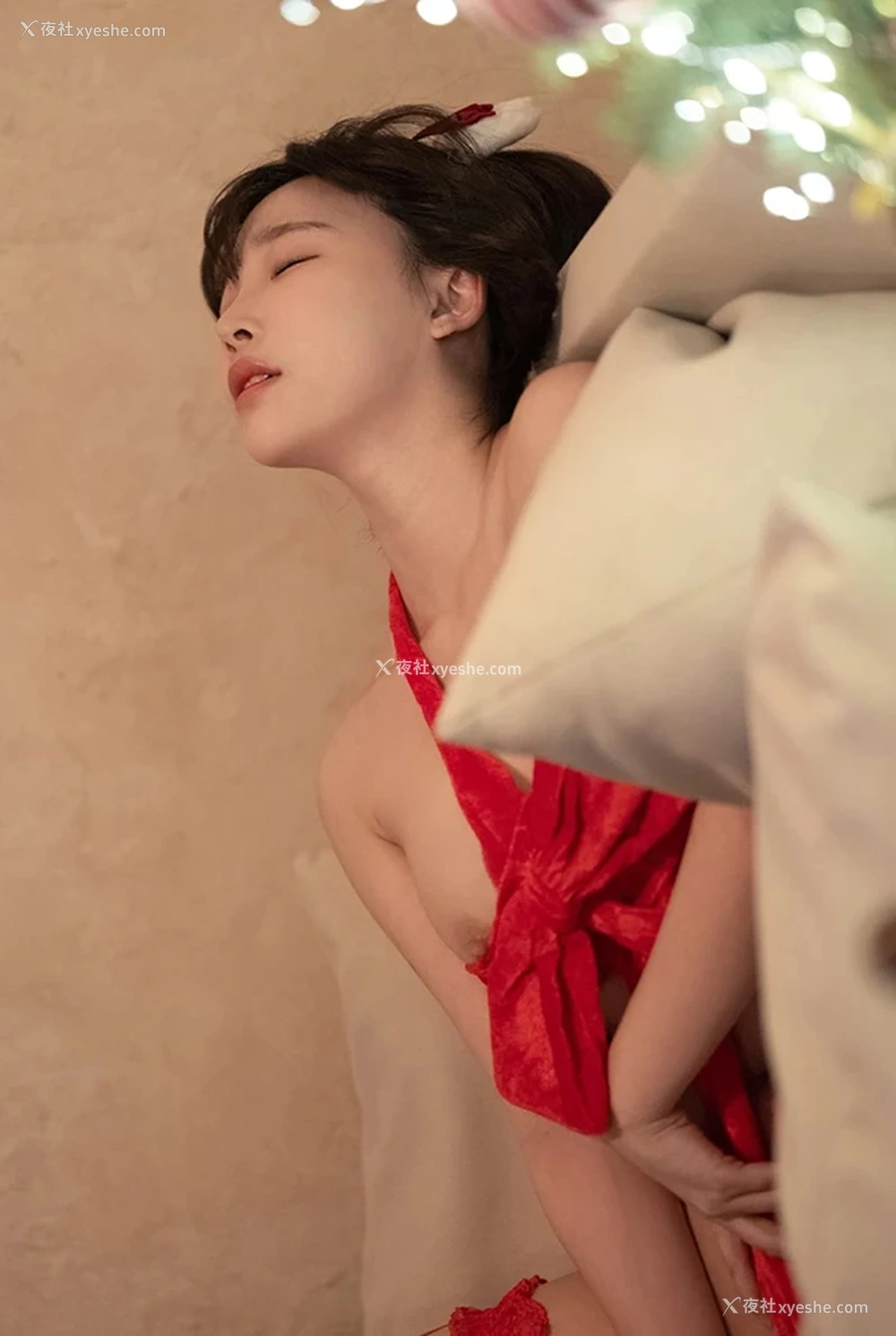 1P - 超正点美女姜仁卿 大红蝴蝶结无圣光图集