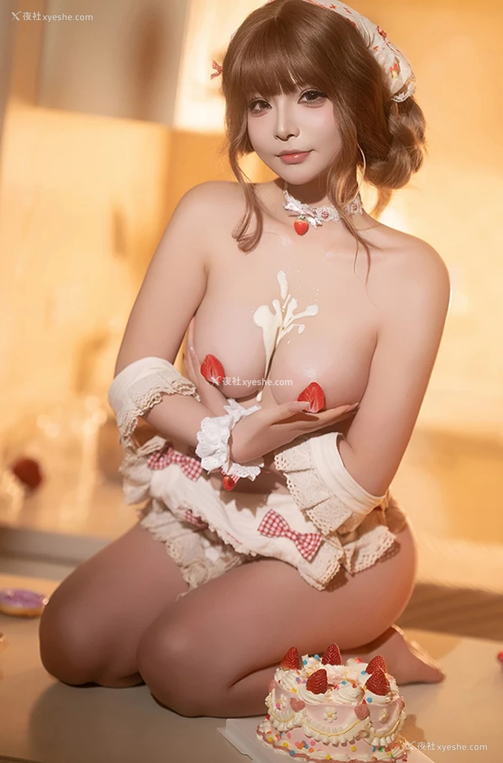 1P - 网红美女yuuhui玉汇 冬日甜心草莓诱惑