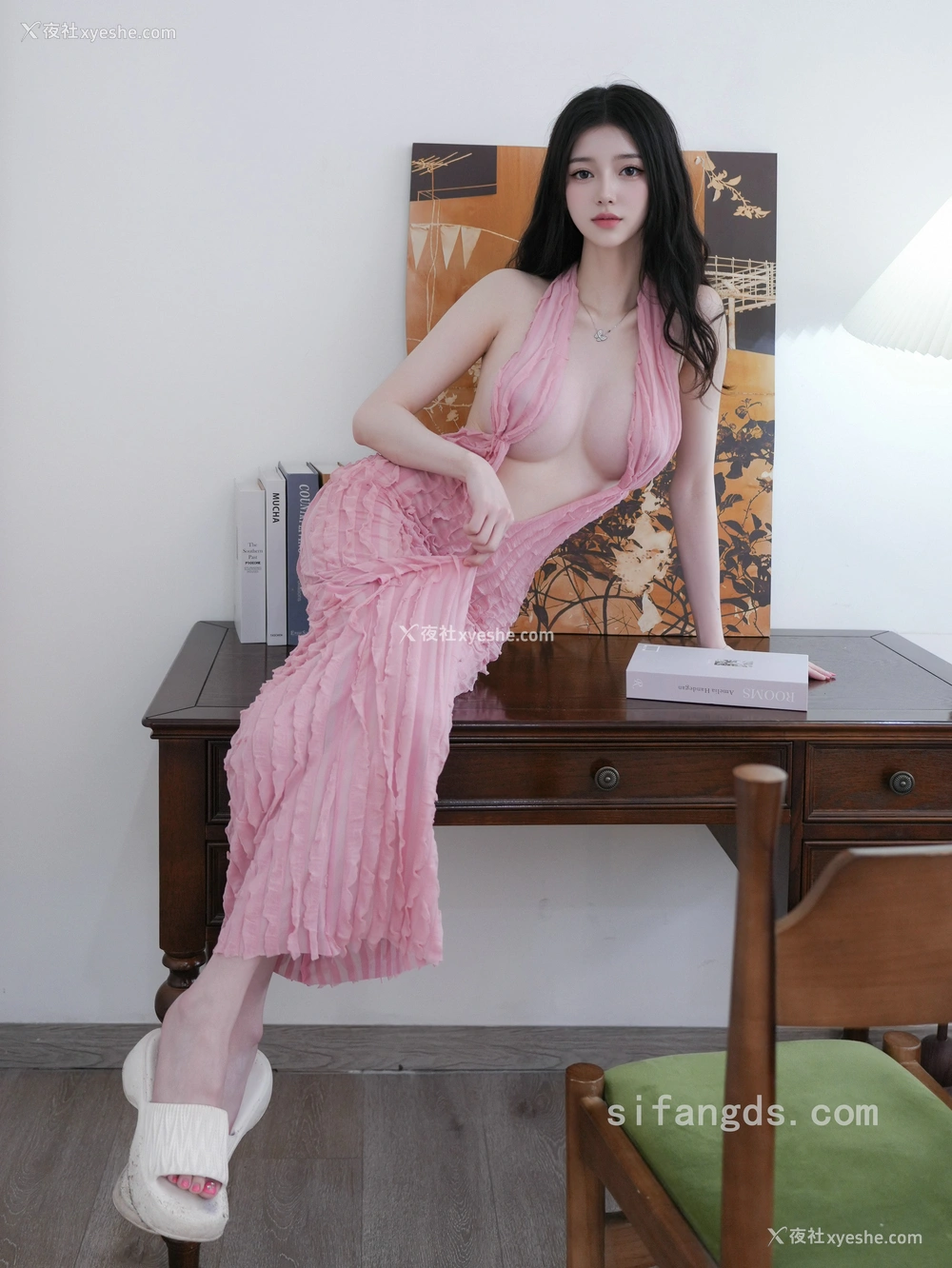 1P - 白小蝶 – 内购 粉长裙深V [83P]