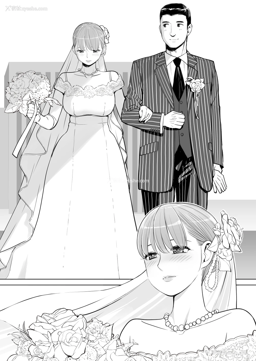 3P - [HGTラボ (津差宇土)] 茜色に染まる若妻 ～病室で仆の妻が寝取られた～(前编) [中国翻訳]