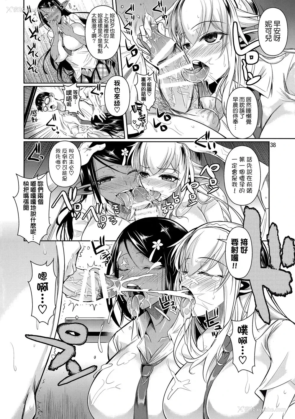 39P - (C89) [シュート・ザ・ムーン (フエタキシ)] ハイエルフ×ハイスクール 白×黒 [中国翻訳]