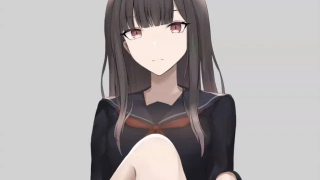 制服黒髪ちゃんの足